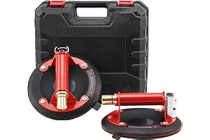 LASIEYO 2PCS 8 Inchs Suction Cups for Lift Large Glass and Tile, Handheld Vacuum Lifting Heavy Duty Handling Tool, with Metal