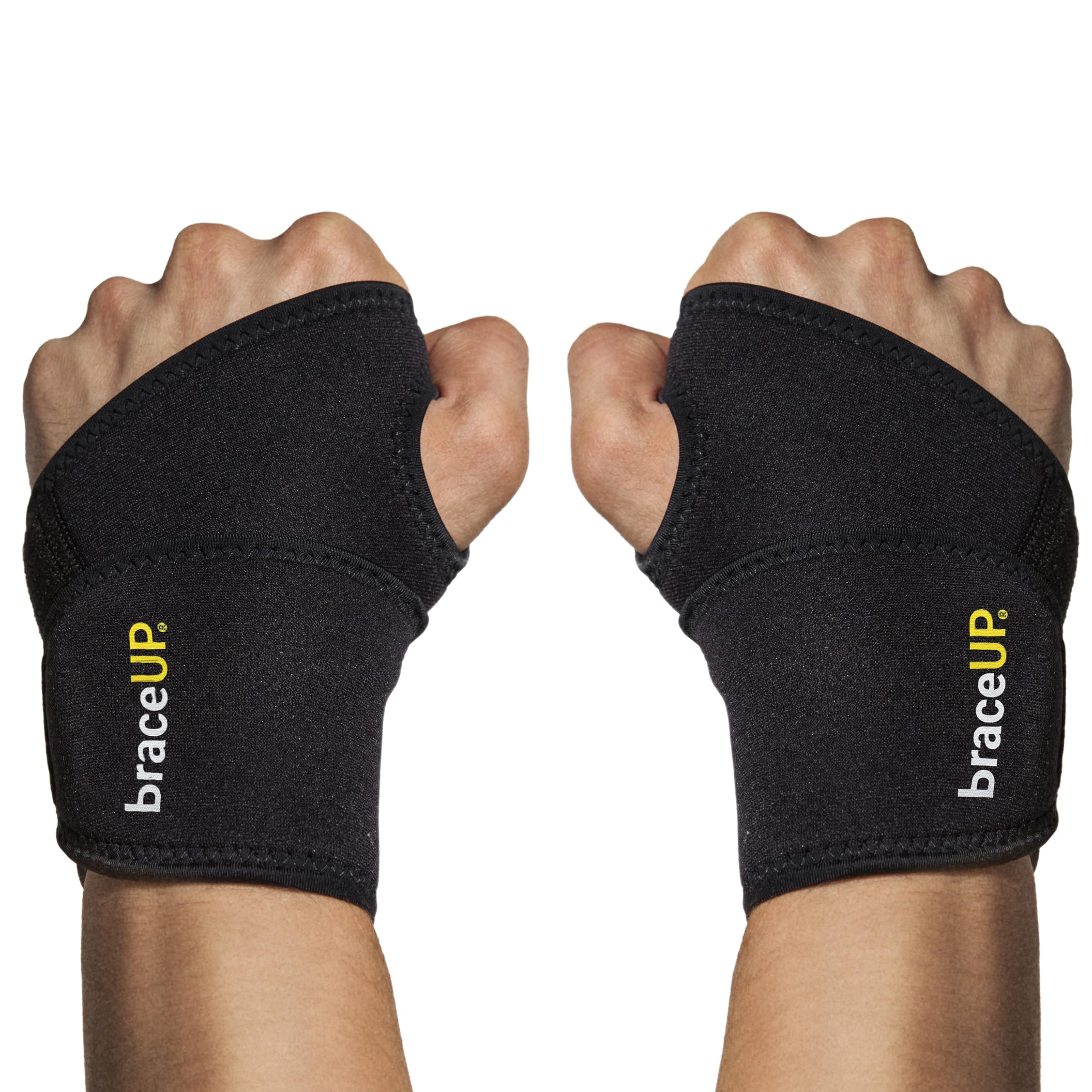 BraceUP Adjustable 2 Wrist Wraps for Men and Women - Workouts Wrist Band, Carpal Tunnel Compression Wrist Support, Tendonitis Wrist Splint, One Size Adjustable (pack of 2)