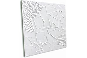 3Hdeko - 3D White Textured Abstract Canvas Wall Art Hand Painted Palette Knife Plaster Oil Painting Minimalist Artwork, Neutral Wall Decor for Living Room Bedroom Bathroom Office, 24"x24" Framed