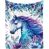 Horse Throw Blanket - Soft Flannel Blankets for Girls Boys Kids - Warm Horse Throw Blankets for All Season Lap, Chair, Sofa - 50"x40"