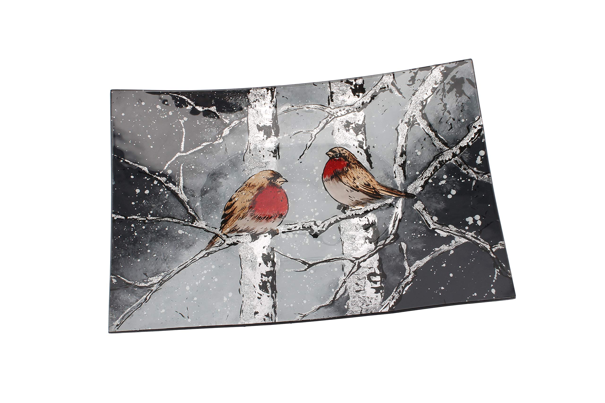 CGB Giftware Winter Robin Glass Large Rectangular Dish | Christmas | Table | Tableware | Decorative | from Winter Robin Range | GB02115