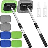 Tallew 2 Sets Windshield Cleaner Tool Car Window Cleaning Wash Kit with Detachable Handle 6 Microfiber Pads and 2 Spray Bottles Inside Windshield Cleaner Tool for Auto Glass Cleaning