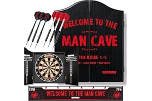 Winmau Man Cave Dartboard Gift Set with Dartboard, Dart Cabinet, Arrows and Throwing Line