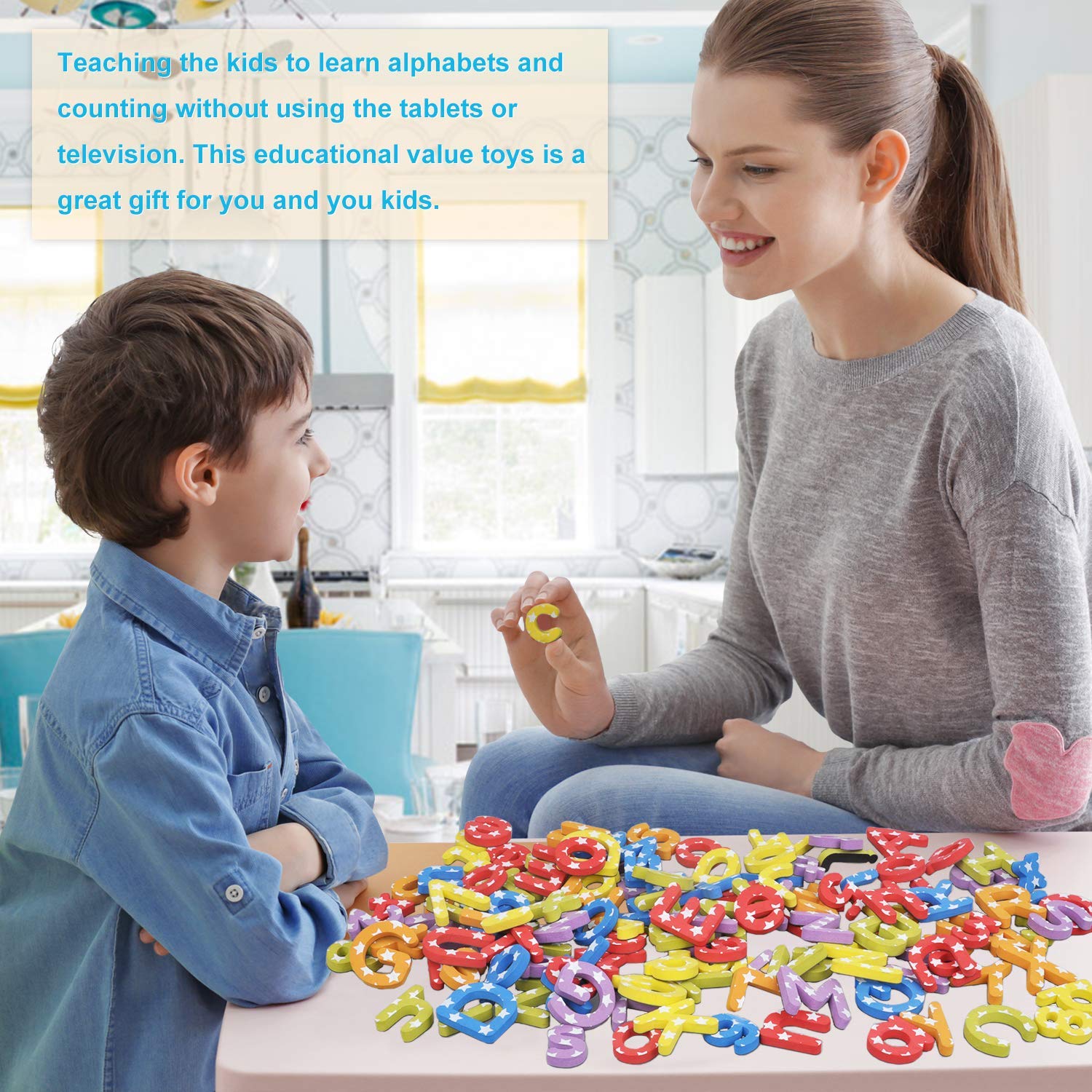 Magnetic Letters and Numbers-138Pcs Kids Educational Alphabet Refrigerator Magnets-Gift Set with Dry Erase Magnetic Board,Best Preschool Learning Toys for Kids Spelling,Counting,Color Recognition