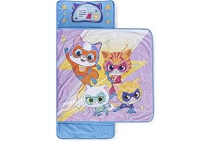 Jay Franco Kids Nap Mat with Embedded Pillow & Blanket – Soft 46"x20" Microfiber Sleeping Bag with Name Tag & Handle for Scho