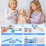 Ophy 40pc Wooden Dentist Play Set for Kids 3+ with Tooth Model Stethoscope Bag view 8
