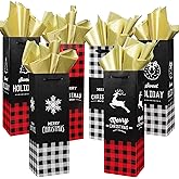 Lulu Home Bottle Gift Bags with Tissue Paper, Heavy Duty Xmas Bottle Cover with Tags for Holiday Decoration, 12 Pack