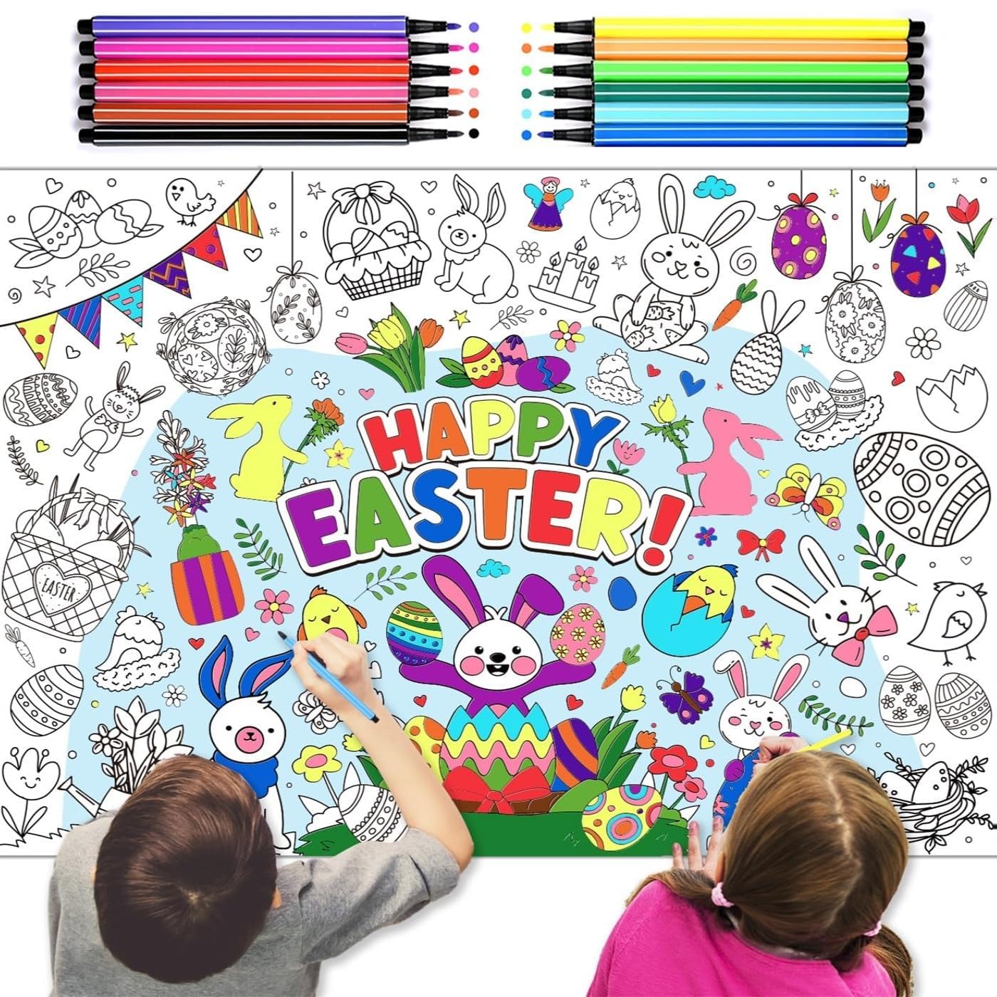 iZoeL Easter Colouring Tablecloth Easter Activities for Kids Colour in Table Cloth Colouring Table Cloth Books Gift for Girls Boys