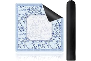 Luvsweets Chinoiserie Mahjong Mat for Table - Blue White Flower Rubber Mahjong Mat 31.5"X31.5" with Carrying Bag, Anti Slip N