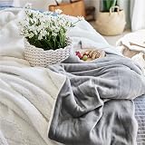 Bedsure Sherpa Fleece Throw Blanket Thick Warm 230x270cm Natural view 4