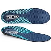 Walkhero Plantar Fasciitis Pain Relief Insoles High Arch Support Orthotic Shoes Inserts, Relieve Flat Feet and Foot Fatigue (Mens 7-7 1/2 | Womens 9-9 1/2, Blue Gray)