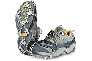 BITNOO Non-Slip Gripper Spikes for Shoes and Boots - 26 Stainless Steel Spikes for Superior Traction on Ice and Snow - Shoe Talons Anti-Slip Design for Safe Walking, Jogging, Climbing, and Hiking
