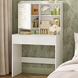 VASAGLE KAILYN Dressing Table Vanity Desk with Mirror 40 x 70 x 135 cm Cloud view 2