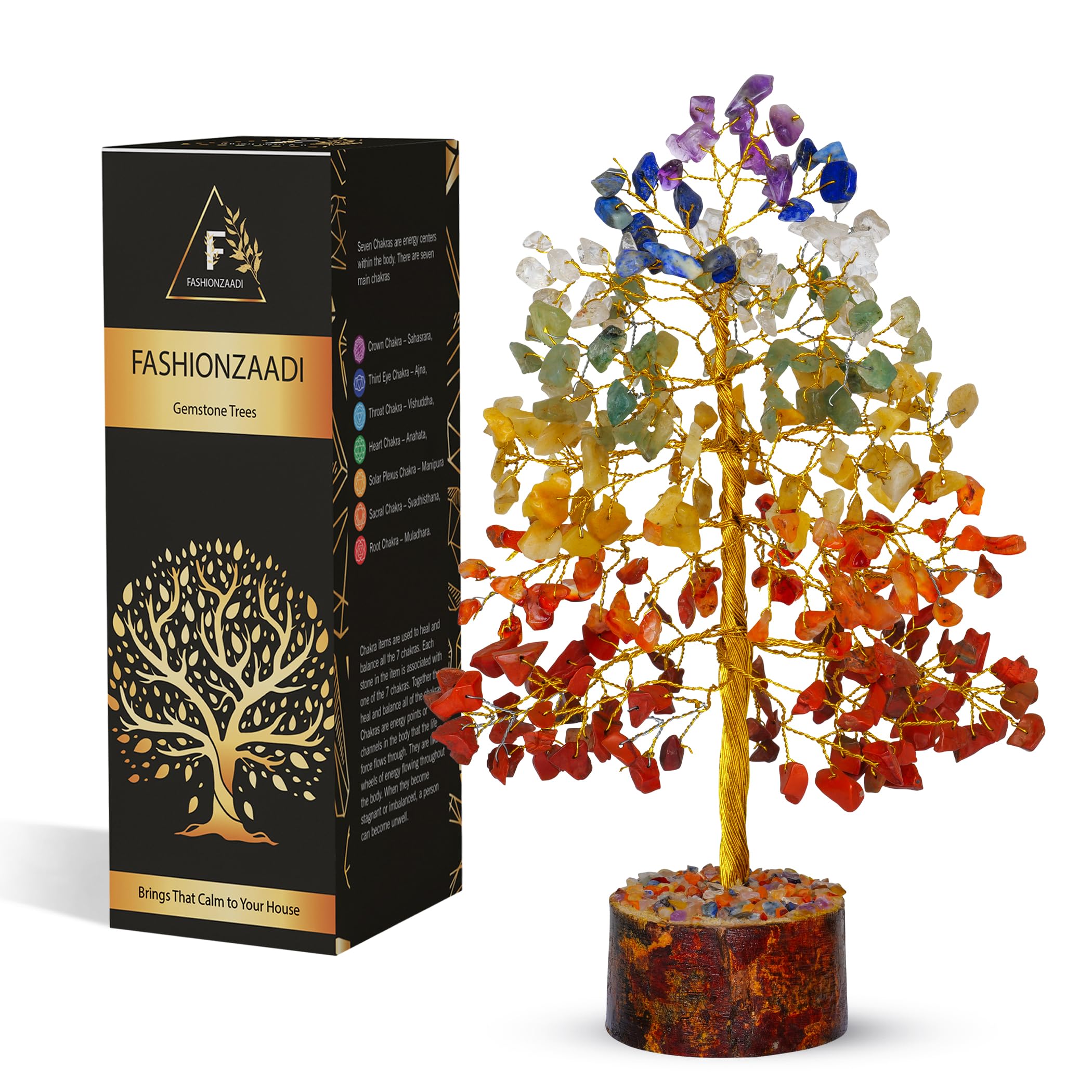 Seven Chakra Tree of Life, Crystals and Gemstones Tree, Feng Shui Bonsai Tree for Positive Energy, 7 Chaka Tree, Artificial Decorative Tree, Spritiual Gifts for Women, Reiki Healing Gifts Money Tree