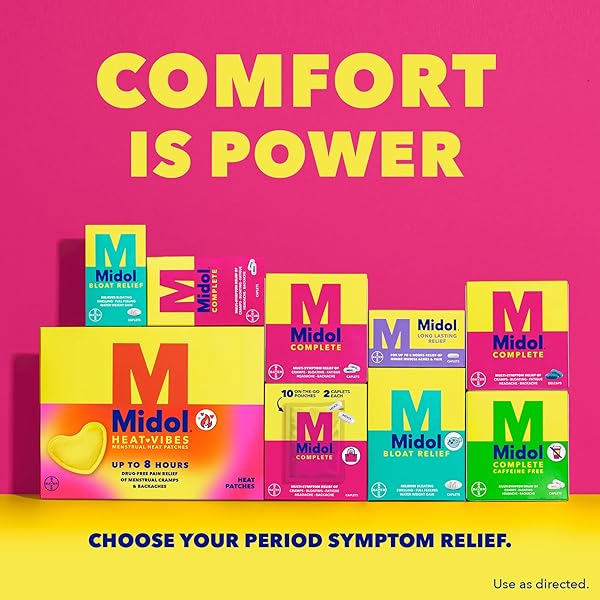 MIDOL COMPLETE MENSTRUAL PAIN RELIEF CAPLETS, 40 COUNT – PROVIDES CRAMP, HEADACHE, AND BLOATING RELIEF