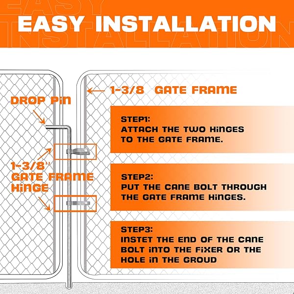 AMOSKEY HEAVY DUTY GATE DROP ROD – 1-3/8″ 32″ FOR SINGLE OR DOUBLE CHAIN LINK FENCE GATES, 1 PACK