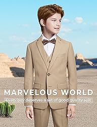 Marvelous World Boys Suits Khaki Slim Fit Size 14