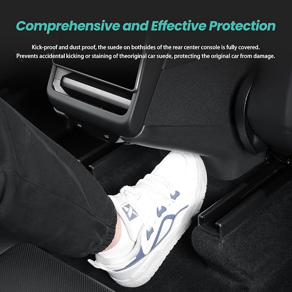 FROVED 2025 2026 MODEL Y JUNIPER CENTER CONSOLE ANTI-KICK PROTECTION MATS 5PCS TPE SUEDE PANEL PROTECTOR COVER OF CENTER CONSOLE FOR MODEL Y REFRESH JUNIPER (PREMIUM/PERFORMANCE)-NO FOR (STANDARD)