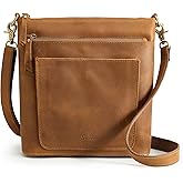 S-ZONE Leather Crossbody Bag for Women Vintage Cross Body Bags Shoulder Purse Ladies Medium Handbag with Multi Pockets