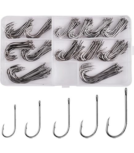 Lot de 100 hameçons de pêche à la carpe avec tige incurvée et sans ardillon pour pêche à la carpe - Accessoires de pêche à la carpe - Taille 2#, 4#, 6