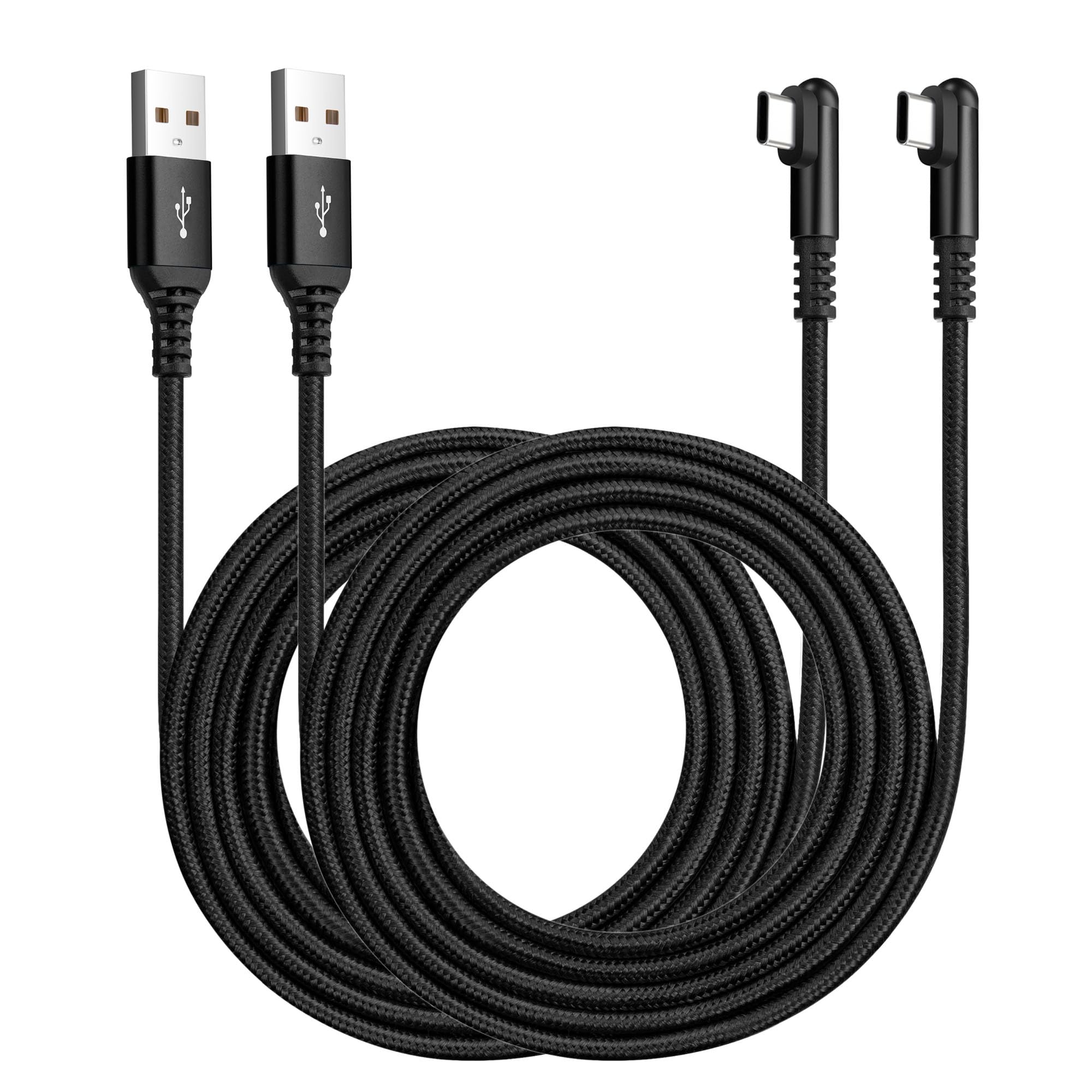 ROFICORD USB Type C Charger Cable 3A, 2-Pack Right Angle 90 Degree Fast Charging Braided Cord Compatible with Galaxy S10 S9 and Other Type C Devices (Black)