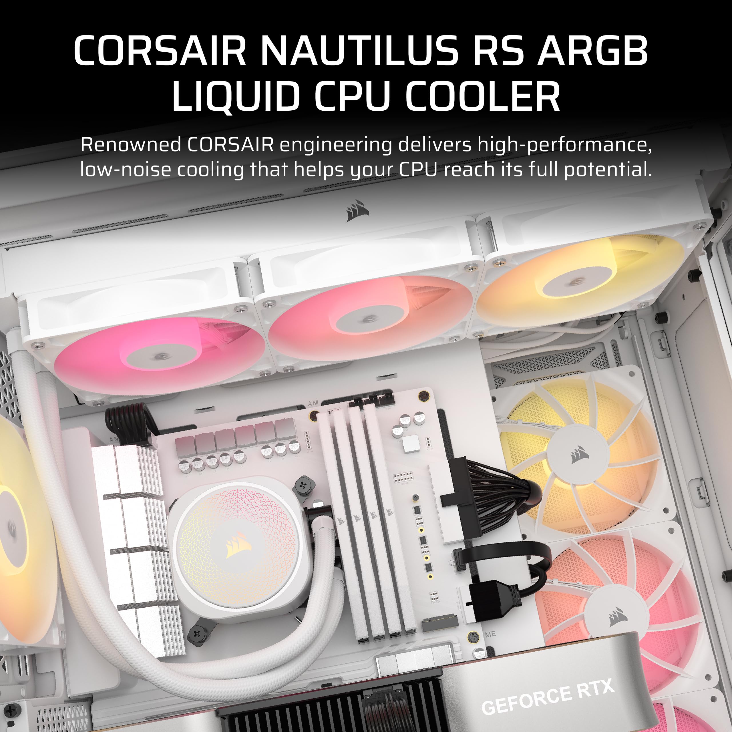 Corsair Nautilus 360 Rs Argb Showing Radiator And Rs120 Argb Fans With Daisy-Chain Connections