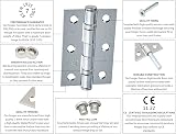 EAI Door Hinges 3 Inch 76mm Ball Bearing Pair Polished Chrome with Screws view 2