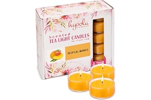 HYOOLA Scented Tealight Candles - Clear Cup - Tropical Mango Tealight Candles Scented - 6 Hour Burn Time - 15 Pack - European