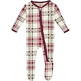 KicKee Holiday Theme Zipper Footie – Festive Viscose from Bamboo Baby Pajamas – One-Piece Sleepwear for Winter Nights