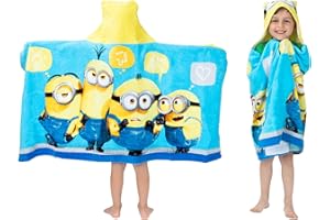 Despicable Me Minions Bath/Pool/Beach Soft Cotton Terry Hooded Towel Wrap, 24" x 50", By Franco Kids