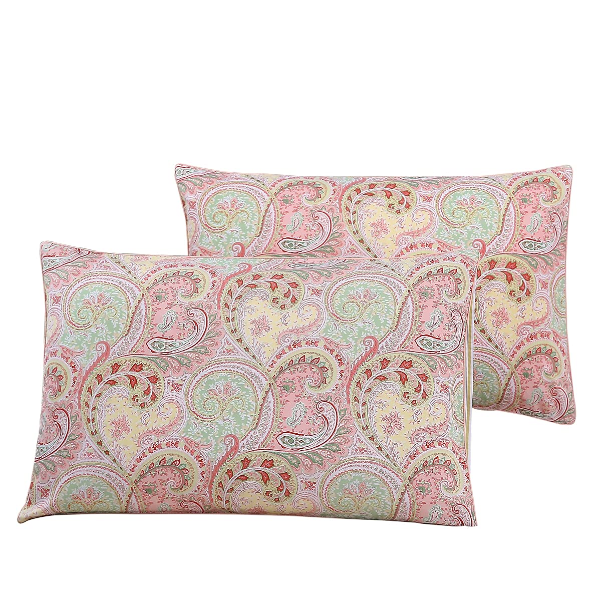 Styho 100% Egyptian Cotton Floral Printed Pillow Cases 2 Pack Standard Size Pillow Cover for Hair and Skin Soft Reversible Pink Flower Bed Pillow Covers(Pink,50 x 75cm)