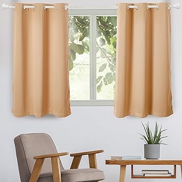 Decmay Blickdichte Vorhang Verdunklungsgardinen Warme Und Kalteisolierende Energiesparende Gardinen Vorhange Mit Osen Fur Schlafzimmer Und Wohnzimmer 137 X 117 Cm H X B 2 Stuck Beige Amazon De Baby
