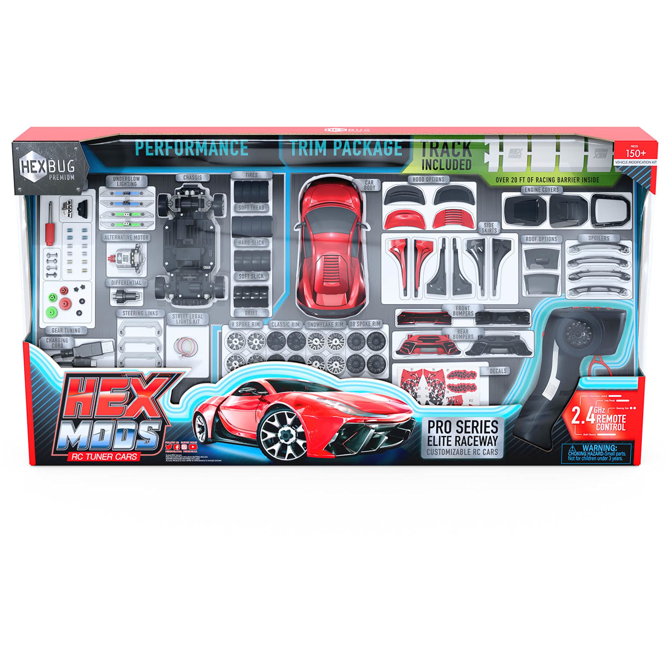 HEXBUG HEXMODS Pro Series Elite Raceway, Rechargeable Remote Control Car, Model Car Kits for Kids & Adults, STEM Toys for Kids Ages 14 & Up