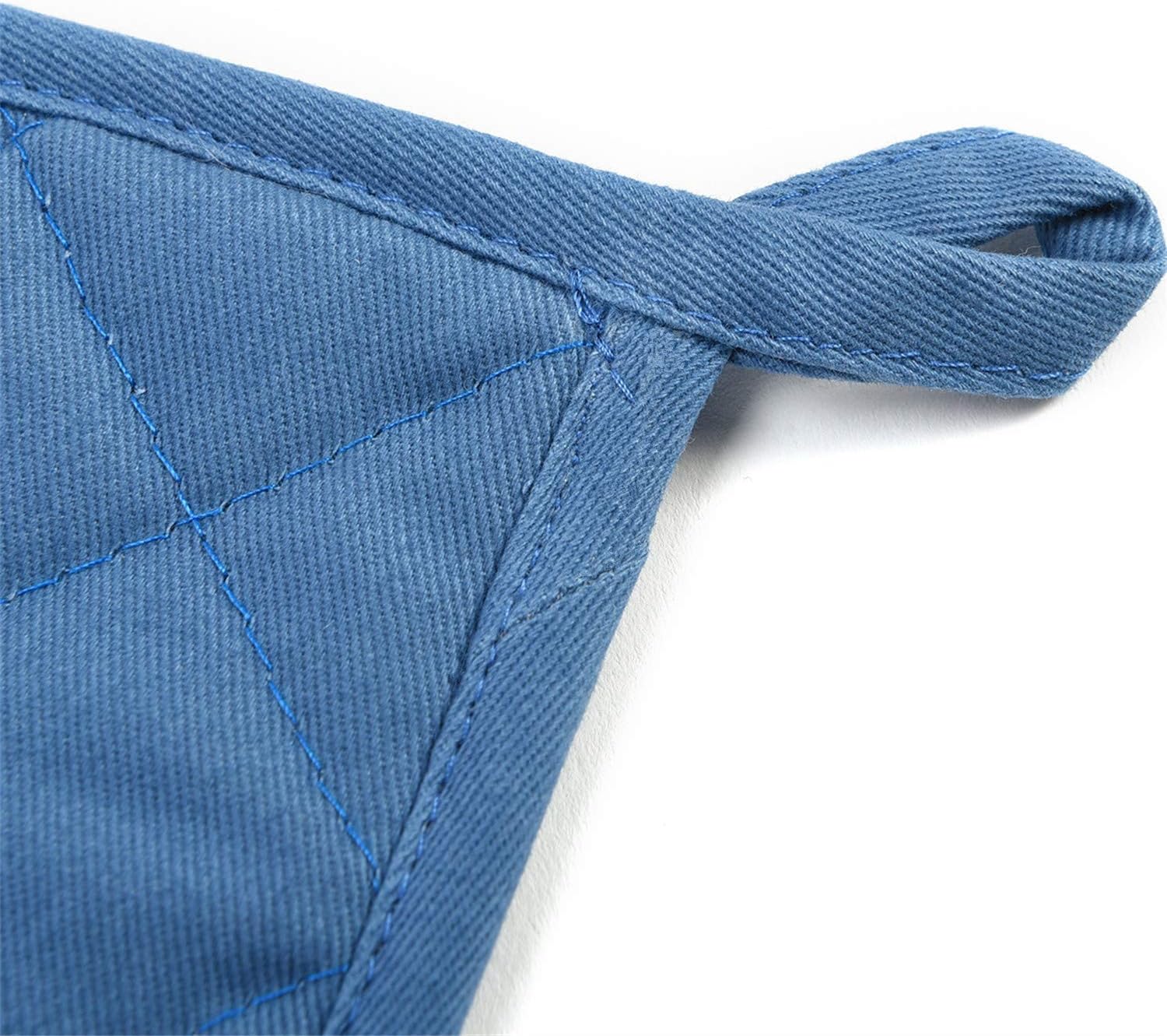 Jennice House Potholders Set Trivets Kitchen Heat Resistant Pure Cotton Coasters Hot Pads Pot Holders Set of 6 for Everyday Cooking and Baking by 7 x 7 Inch (Blue): Home & Kitchen