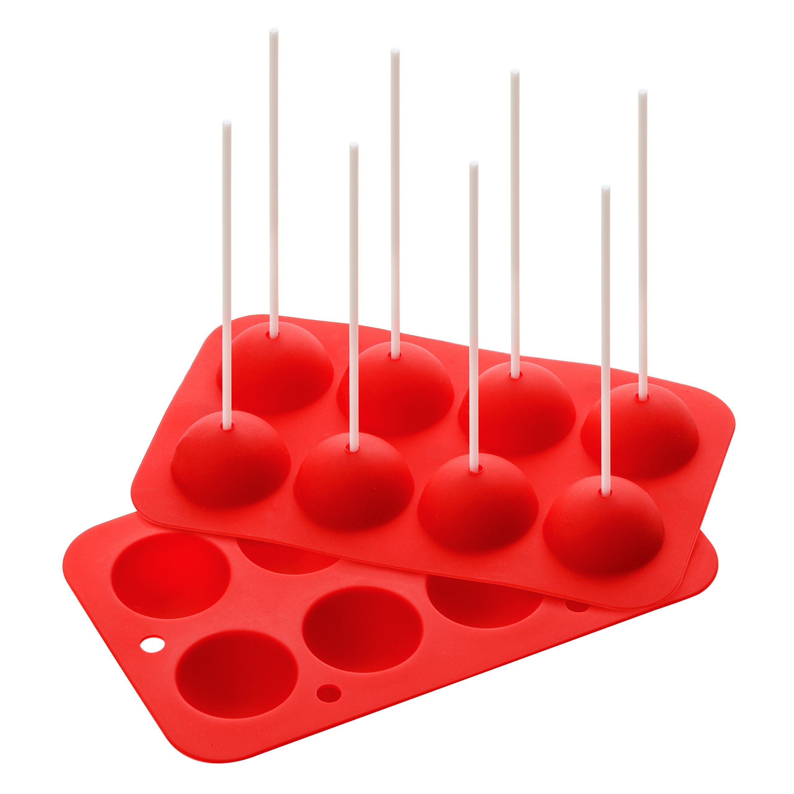 Premier Housewares 805378 Silicone Cake Pops Mould, Cupcake Baking Cup - - Red, 8 Mould