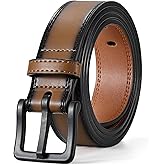 XZQTIVE Men’s Metal Free Belt Hypoallergenic Leather Belts For Jeans Dress Nickle Free TSA Belt With Black Buckle