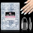 UNA GELLA Almond Nail Tips, 216pcs Pointed Almond Gel x Nail Tips Pre-shape Almond Half Matte Full Cover Nail Tips Clear Acrylic Soft Gel Fake Nail Tip for Nail Extension Nail Art 12 Sizes