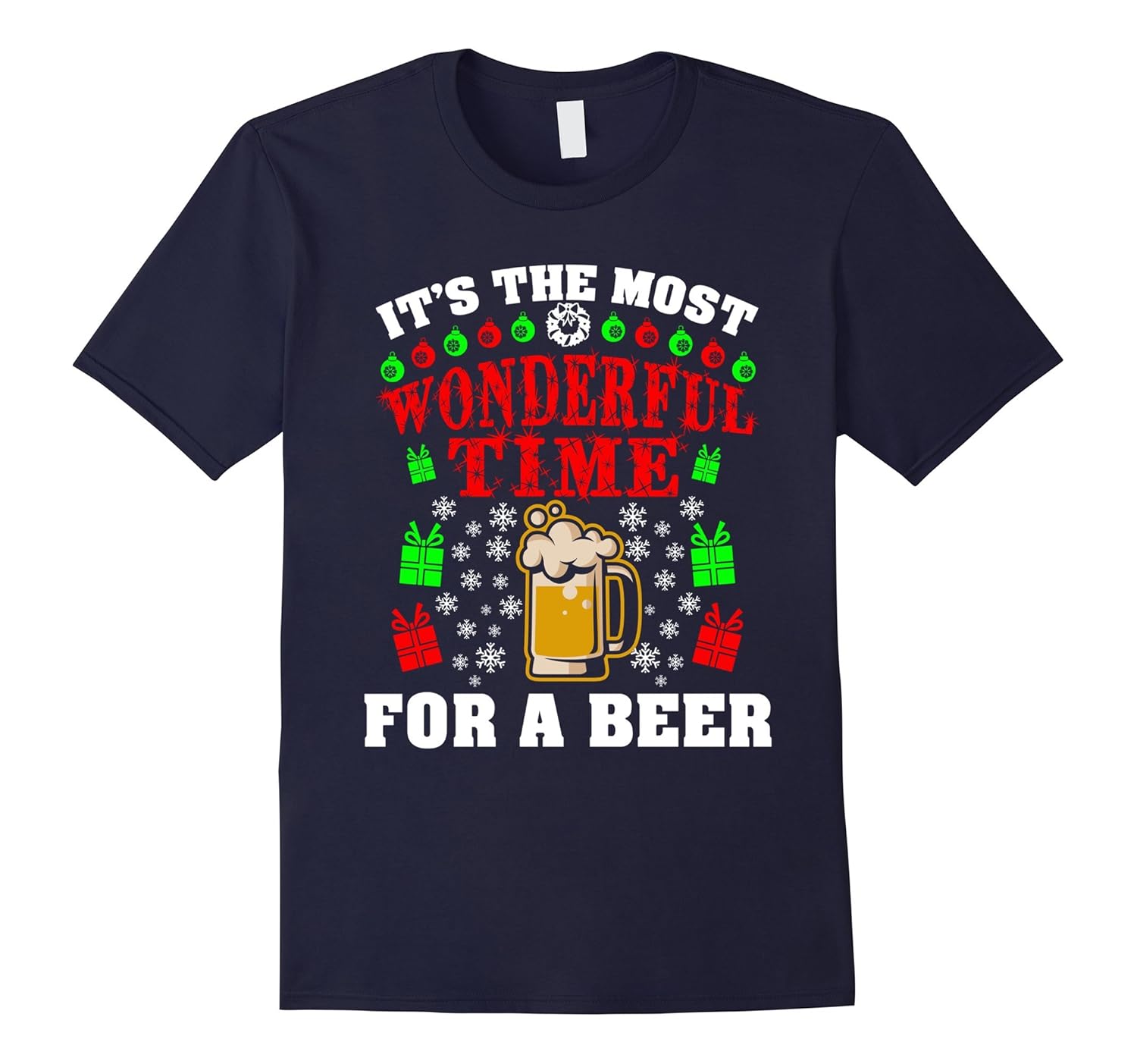 It's The Most Wonderful Time For A Beer Funny Xmas T-Shirt-ANZ