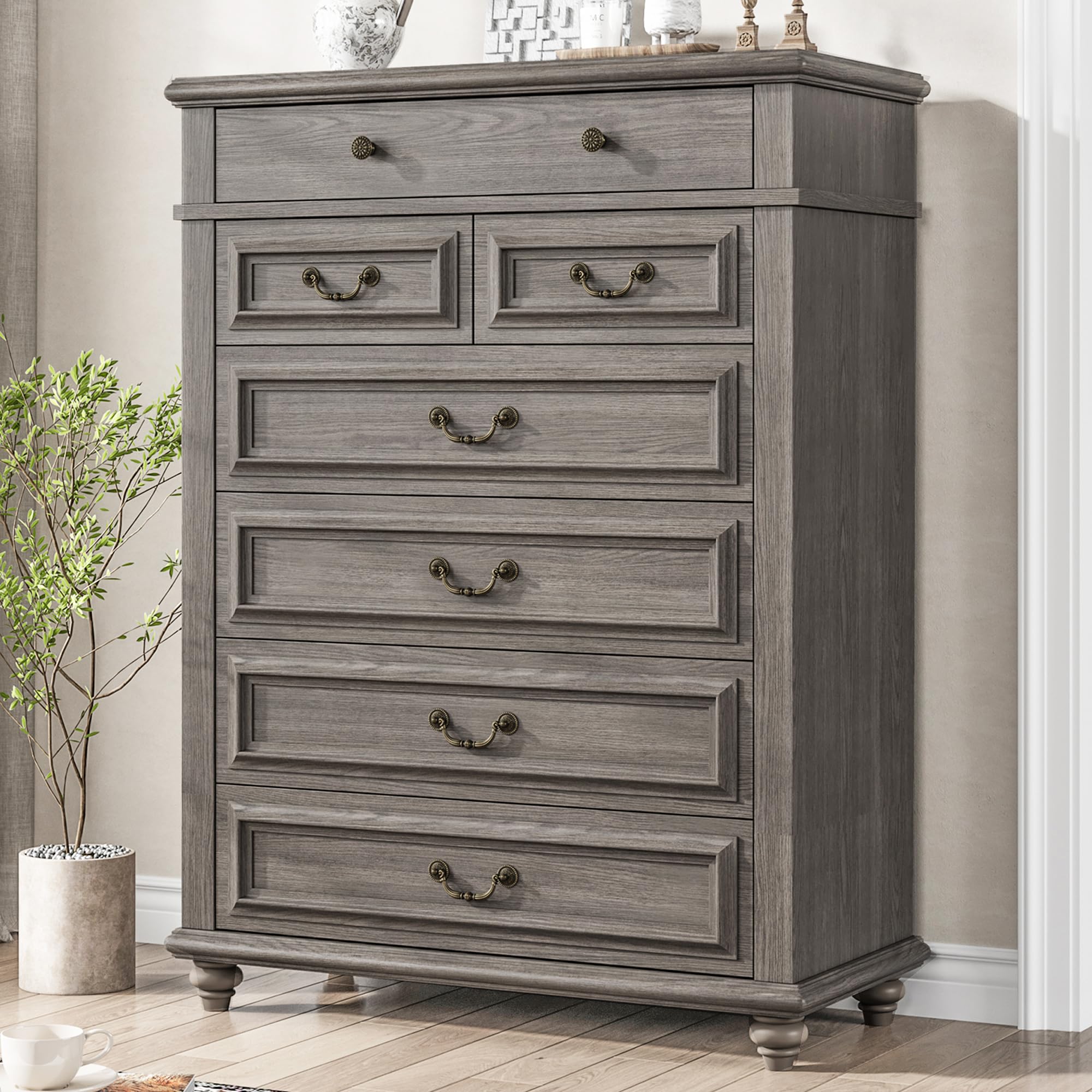 Jocoevol Farmhouse Dresser for Bedroom 7 Drawer Dresser with Deep ...