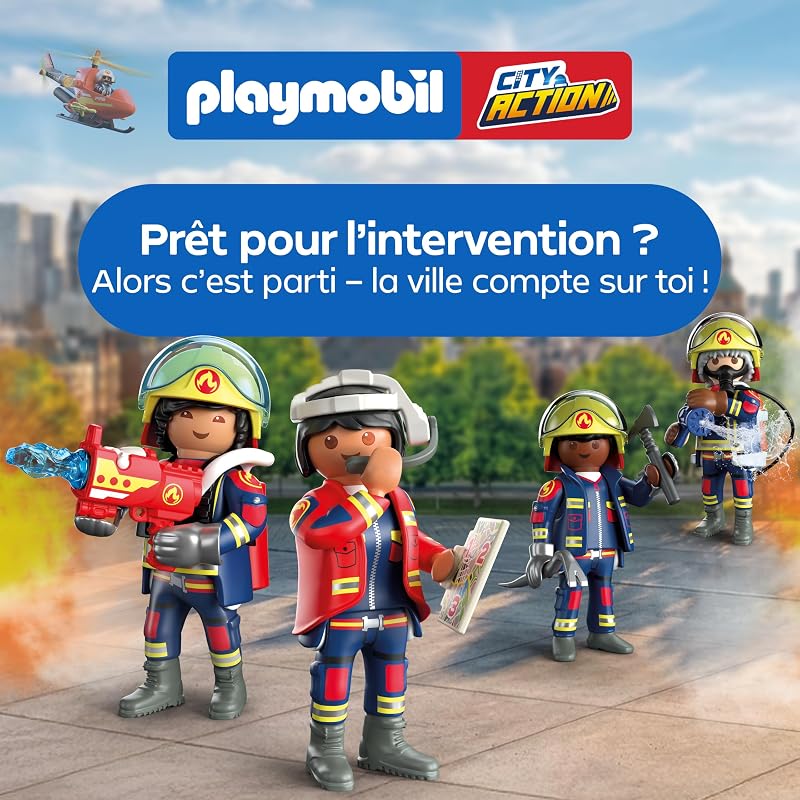 | City Action | Camion de Pompiers avec échelle | Véhicule d’Intervention avec échelle 63 cm, lumière, Son et Accessoires de Sauvetage | Dès 4 Ans | 72192