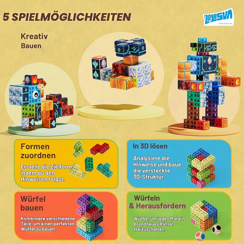 Soma Würfel Puzzle Bausteine ​​für Kinder ab 5 Jahren 142-teiliges Set