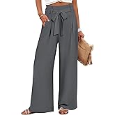 ANRABESS Womens Wide Leg Palazzo Pants Belted High Waisted Business Casual Flowy Long Trousers with Pockets