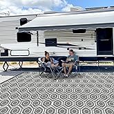 fifame Outdoor Camping Rugs, 9x18 Outdoor Rug Patios Clearance Plastic Straw Rug Weatherproof Reversible Mats, Large Floor Ma
