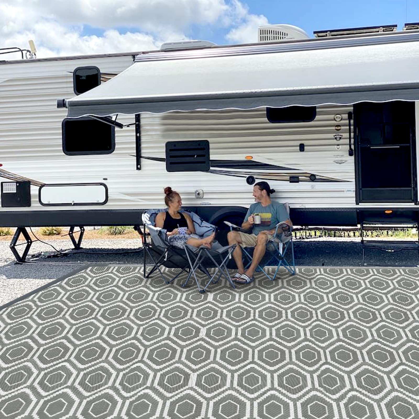 Photo 1 of fifame Outdoor Camping Rugs, Rug Patios Clearance Plastic Straw Rug Weatherproof Reversible Mats, Large Floor Mat for Outdoors, RV, Patio, Backyard, Deck, Picnic, Beach, Trailer, Camping