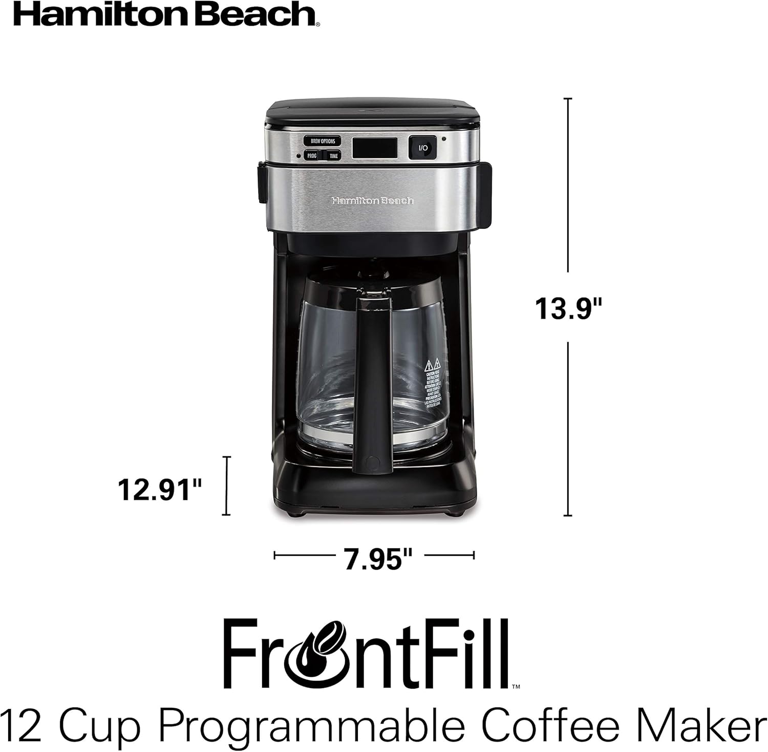 Hamilton Beach Programmable Coffee Maker, 12 Cups, Front Access Easy Fill, Pause & Serve, 3 Brewing Options, Black (46310): Kitchen & Dining