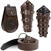WooHand 3PCS Renaissance Accessories – Viking Renaissance Belt, Medieval Pouch & Leather Bracers for Halloween