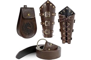 WooHand 3PCS Renaissance Accessories – Viking Renaissance Belt, Medieval Pouch & Leather Bracers for Halloween