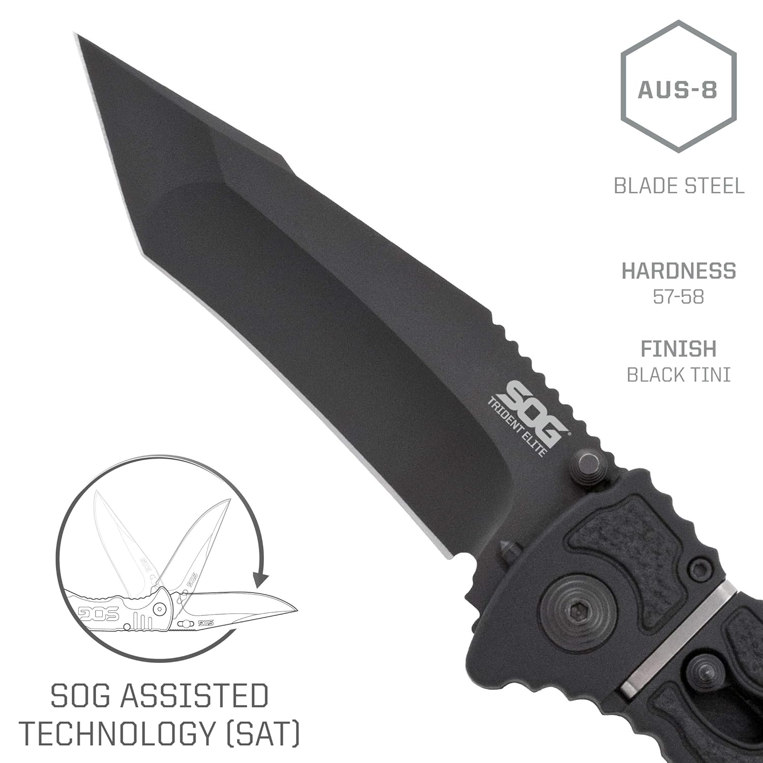 SOG Tanto Folding Pocket Knife Trident Elite Tactical Knife, Spring Assisted eBay