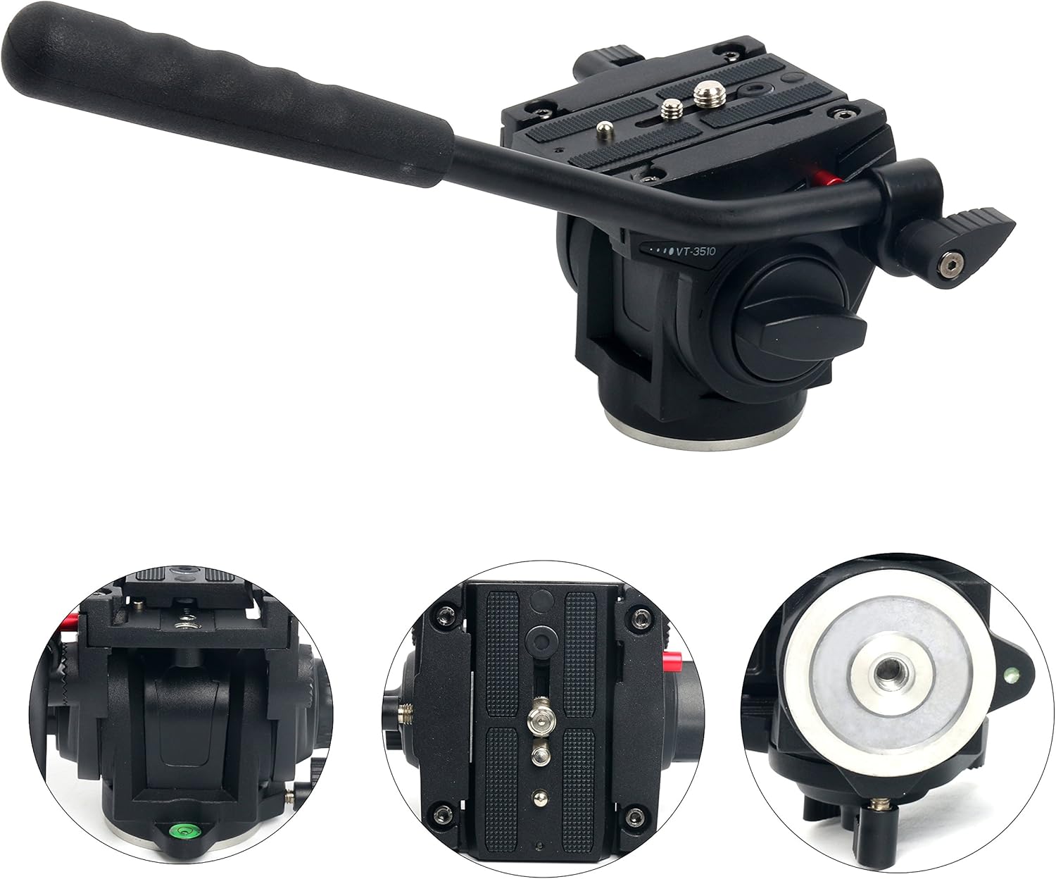 YaeCCC KINGJOY VT-3510 Heavy Duty Video Camera Tripod Fluid Drag Pan Head Sliding Plate 1/4" 3/8" Screws Compatible with Canon Nikon Sony DSLR Camera Camcorder Shooting Filming : Camera & Photo