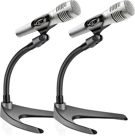 Universal Adjustable Desktop Microphone Stand - Tabletop Mic Holder Low